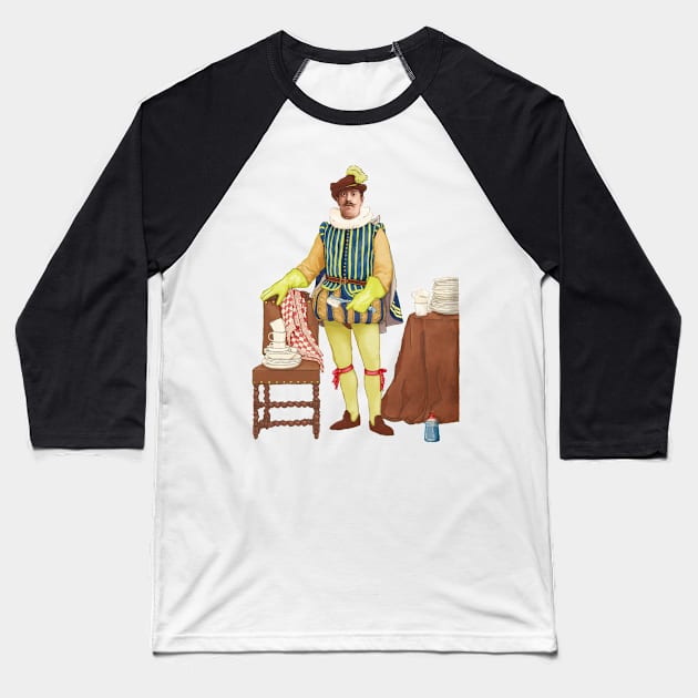 Dishwasher man Baseball T-Shirt by jurjenbertens